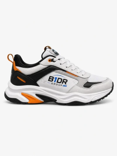 b1dr apex motion white black orange sneakers left side