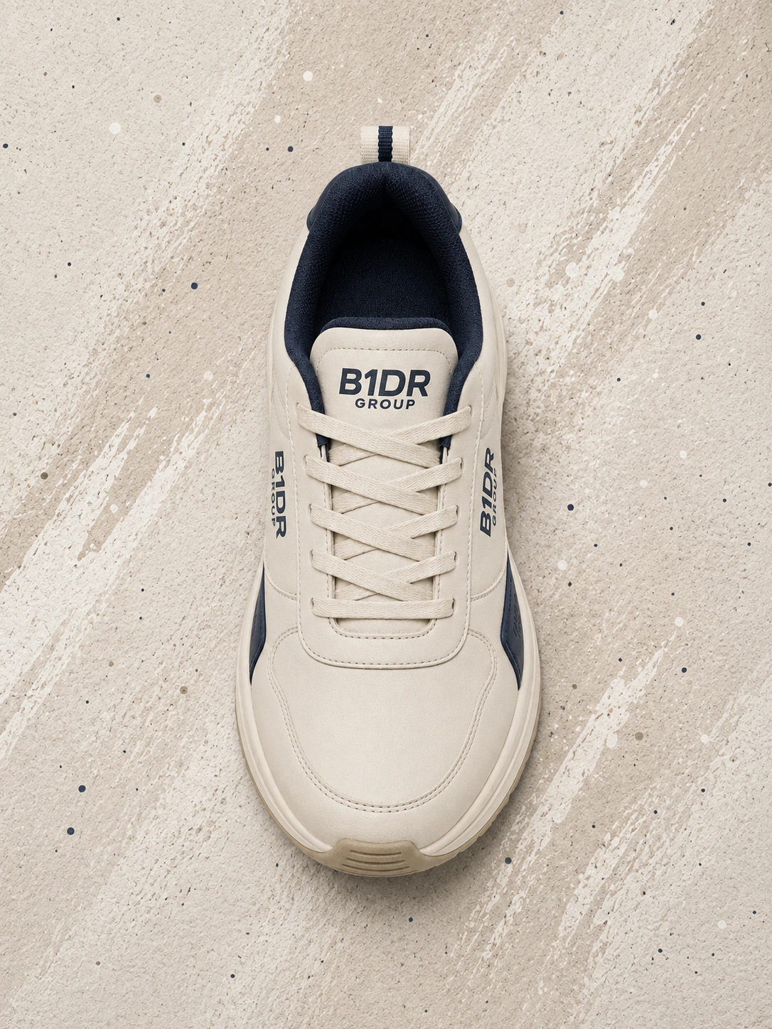 b1dr group mens cream navy sneakers background
