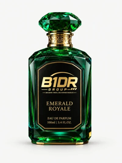 B1DR Group Emerald Royale Eau de Parfum 100ml emerald green perfume bottle