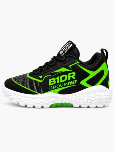 b1dr group black green running shoes side view