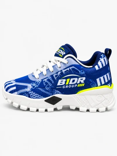 b1dr group mens blue white running shoes side view right