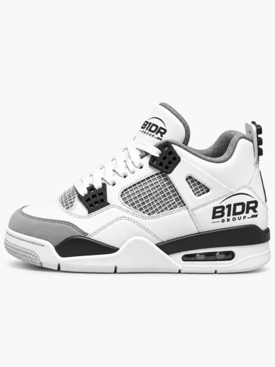 b1dr group mens white grey high top sneakers side view