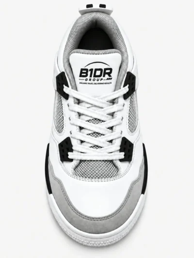 b1dr group mens white grey high top sneakers top view